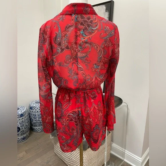 L’Agence Red Paisley Arabell Romper - Sz 2 (never worn)